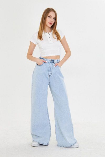 DENİKK TREND SPECIAL DESIGN WİDE LEG ΕΛΑΣΤΙΚΗ ΜΕ ΕΛΑΣΤΙΚΗ ΜΕ ΠΑΛΑΖΖΟ ΤΖΙΝ ΠΑΝΤΕΛΟΝΙ