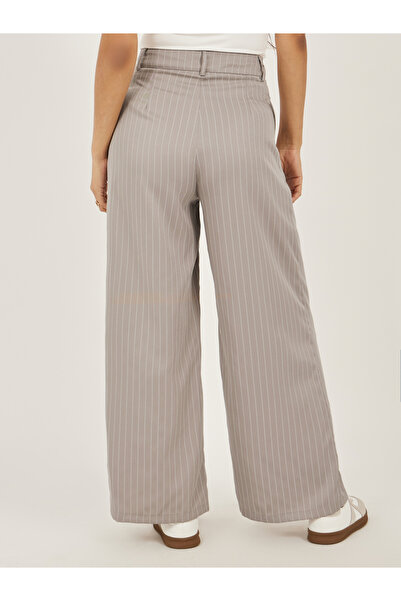 Styli Beige Striped Tailored Pants