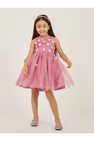 Styli Mesh Insert Corsage Sleeveless Dress