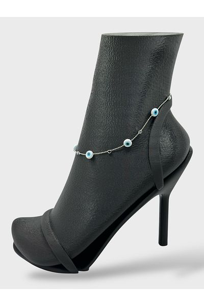 Arnes Jewelry Steel Evil Eye Bead Anklet