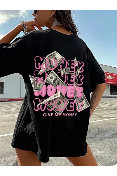 cc collection Tricou oversize pentru femei cu imprimeu Money Back - Design co...