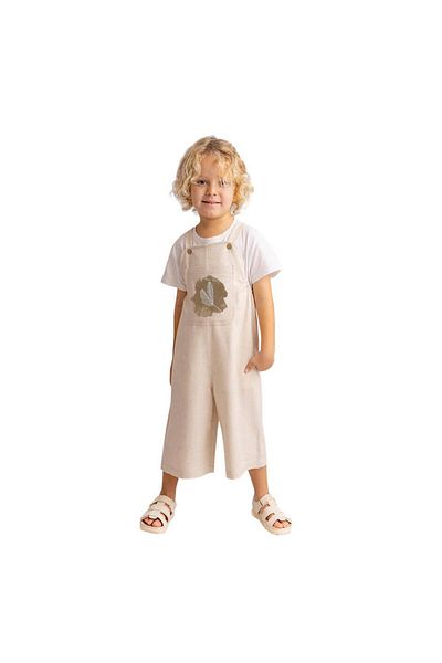 Oliven The Kid Tug Embroidered Linen Salopet Natural