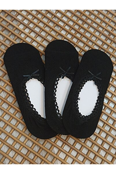 Rocks For Penye Dantelli Fiyonklu Babet Kadın 3 Çift Çorap