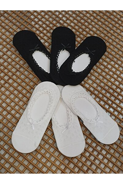 Rocks For 6 Pairs of Bow Combed Cotton Lace Women's Ballerina Socks