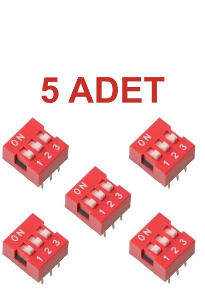 Rodevino 5 Adet 3 Pin Dıp Switch Kırmızı On‑off 2.54 mm Pcb