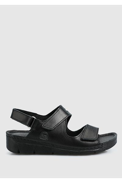 Eclipse Leather Women's Black Flat Sandals