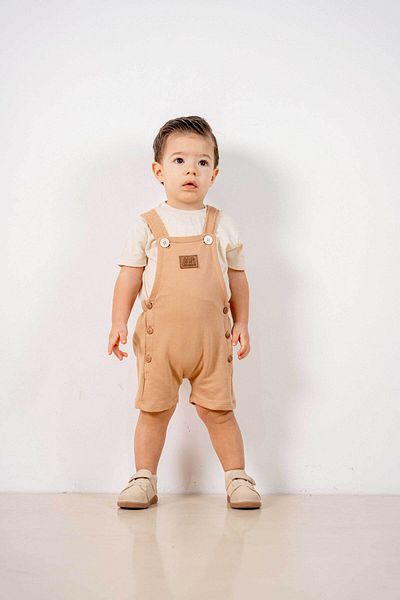 bombe Baby Kids Natural Cotton 2-Piece Jumpsuit Set Trend Fashion Bottom Top Set