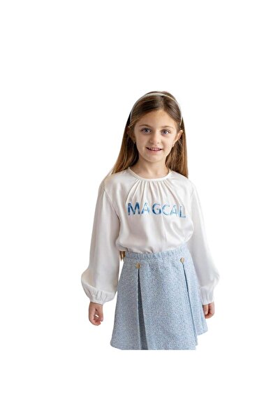 Zeyland Kız Çocuk Nakış Detaylı Bluz-Ekru / Mavi