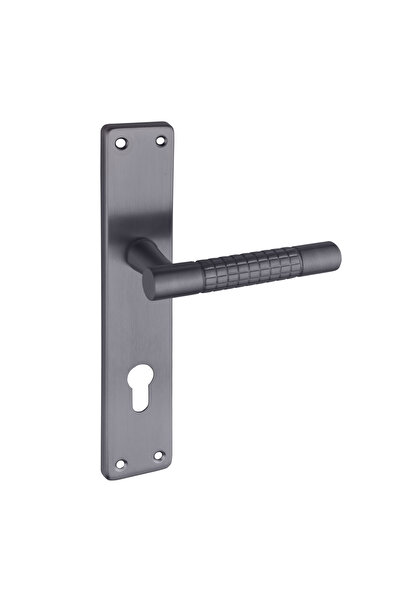 zerafev Lüks Stil Arma Aynalı Alüminyum Kapı Kolu (Kapı Kulbu) (Oda Tipi) Antrasit