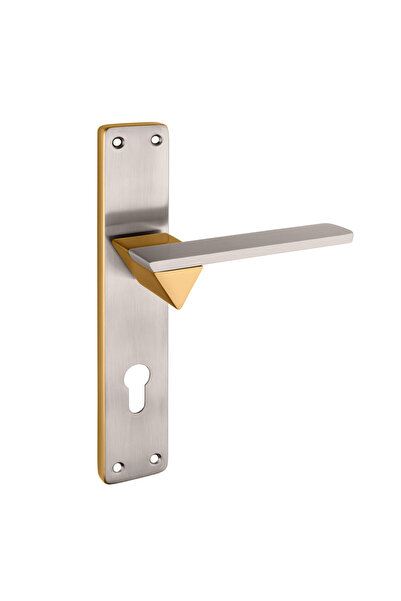 zerafev Lüks Laura Arma Aynalı Alüminyum Kapı Kolu (Kapı Kulbu) (Oda Tipi) Altın - Saten