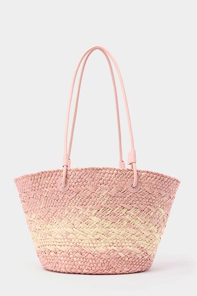 Touché Privé Leather Strap Straw Bag