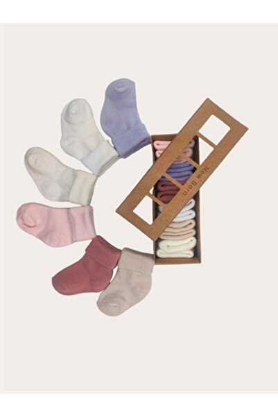 DEFNE BABY KİDS 6 Pairs of Baby Girl's Socks with Box for New Born