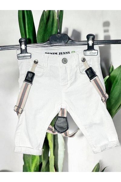 Zekids Baby Boy White Jeans with Straps
