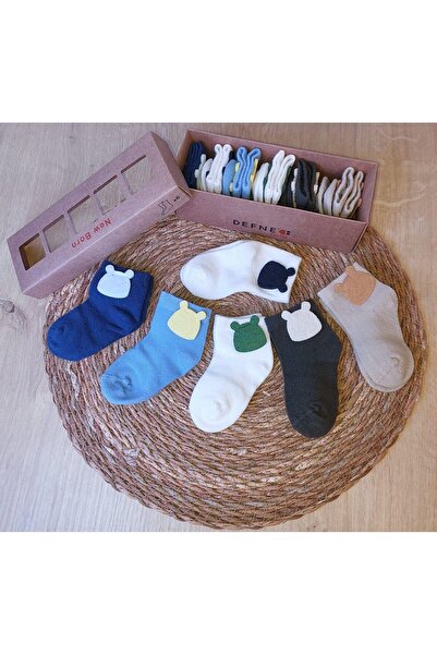 Butik 6 Pairs Unusex Baby Socks with Rud Born Newborn Box