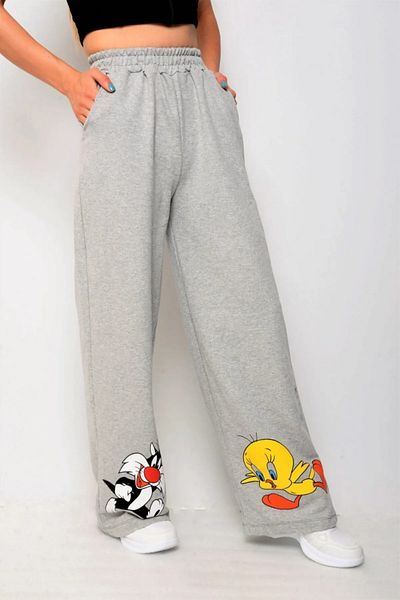Favorim50ton Pantaloni de trening oversize cu picioare largi imprimate