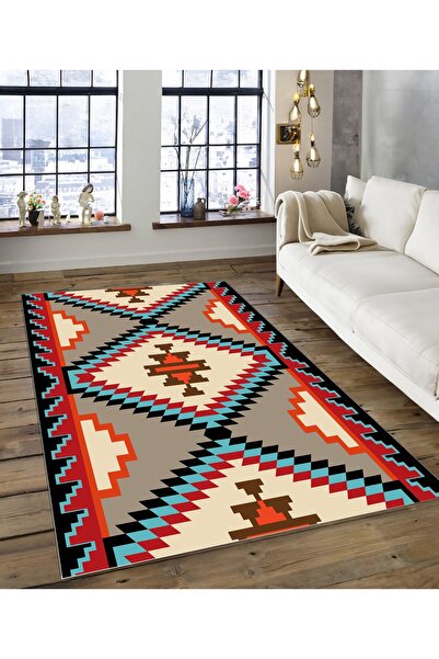 Dijidekor Shine M(197) Red Fringeless Non-Slip Based Digital Printed Decorati...