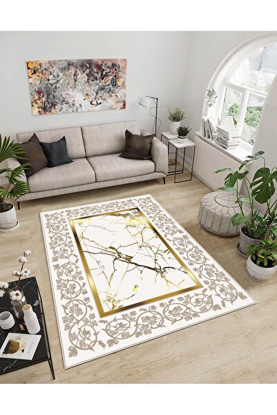 Dijidekor Shine M(15) Gold Fringeless Non-Slip Based Digital Printed Decorati...