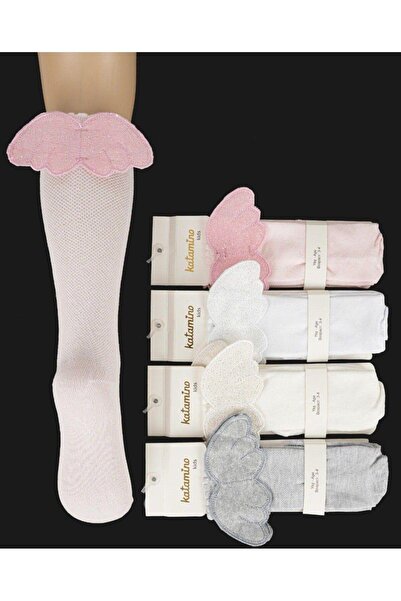 KIPIRIK BABY 1 Adet Kız Çocuk Gri Melek Kanadı Aksesuarlı Diz Altı Çorap
