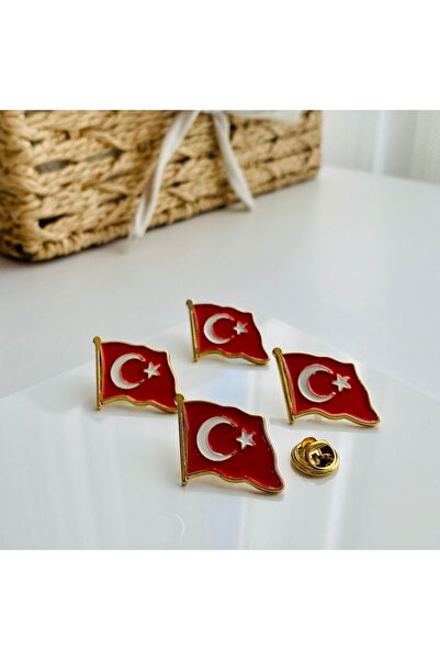 Aksesuar Türk Bayrağı Broş Gold (4 ADET)