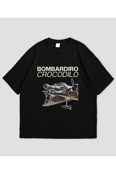 SVART WEAR Bombardiro Crocodilo - Tricou oversize unisex cu design italian Brainrot