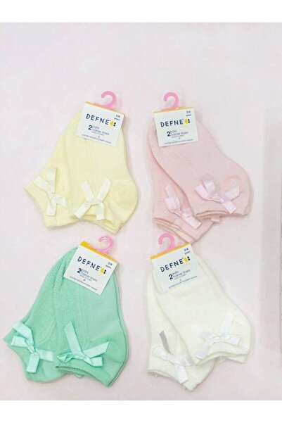 KIPIRIK BABY 2 Çift Kız Çocuk Yeşil Kurdeleli Detaylı Soket Çorap