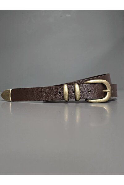 Kemerix 100% Genuine Leather Antique Coated Tool Buckle Bitter Brown Belt