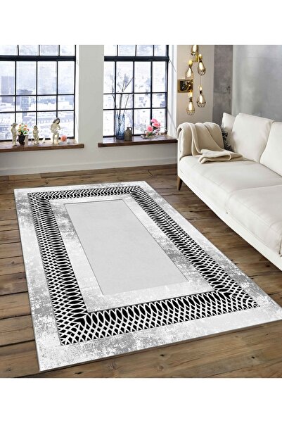 Dijidekor Shine M(122) Beige Fringeless Non-Slip Based Digital Printed Decora...