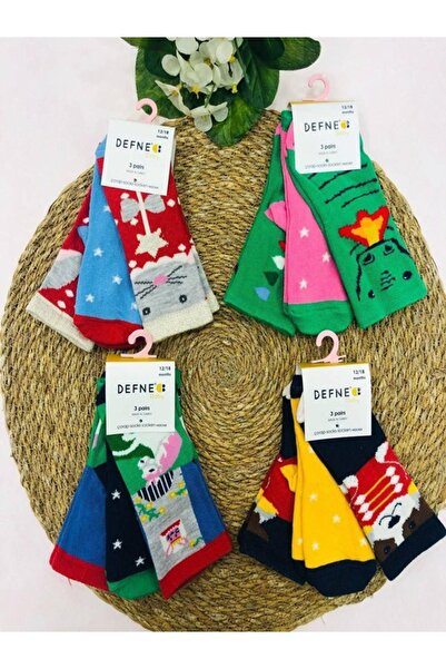 Defne Baby عبوة من 12 جوارب قطنية للأطفال من عمر 6 إلى 12 شهرًا