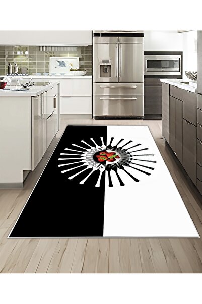 Dijidekor Shine M(243) Covor decorativ digital cu imprimeu negru, fără franju...