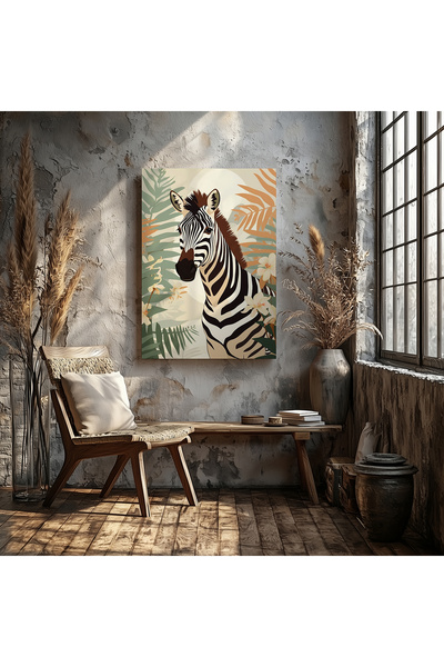 visdora Dekoratif Zebra Retro Kanvas Duvar Tablo