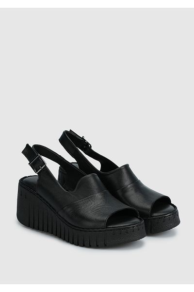 Eclipse Black Leather Women's Comfort Sandals