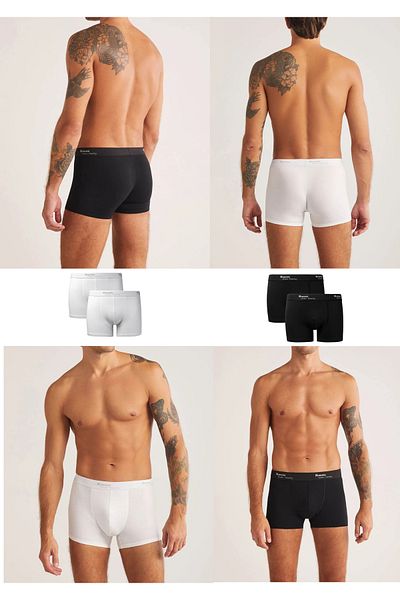 Kom Ανδρικά Εσώρουχα - Modal Cotton Boxer Σετ Ασπρόμαυρο 4 Τεμάχια