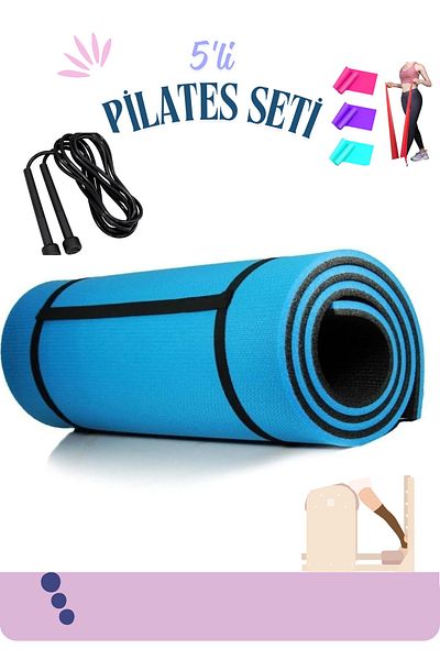 MEKOS Covoraș de yoga - Plăci de 10 mm - Set de bandă Pilates și frânghie