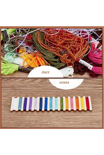 BALIM ÖRGÜ EVİ Set de 5 fire de broderie, panouri de depozitare muline, design din lemn cu 15 fante