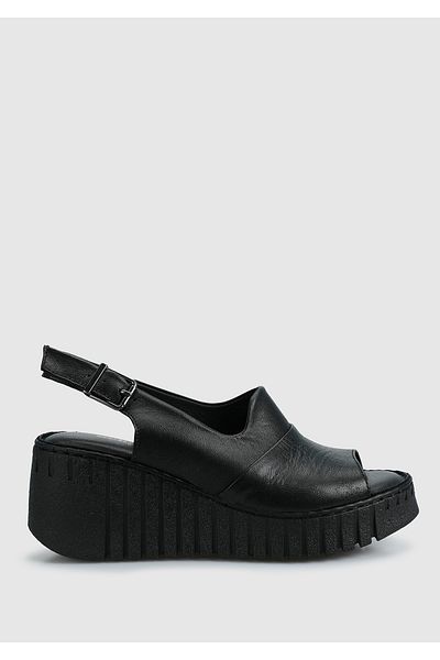 Eclipse Black Leather Women's Comfort Sandals
