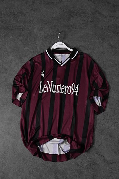 Slatra Men's Red-Black Striped Ln94 Printed Oversize Jersey Fabric Tshirt