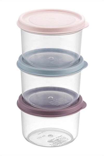 Trade Bazaar Multi-Purpose 3-Piece Mini Round Storage Container 175 ml