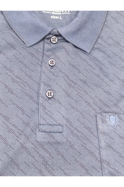 BLUES MODA SİMENTİ RAHAT KALIP GÖK TAŞI DEKOR CEPLİ KISA KOL TSHİRT