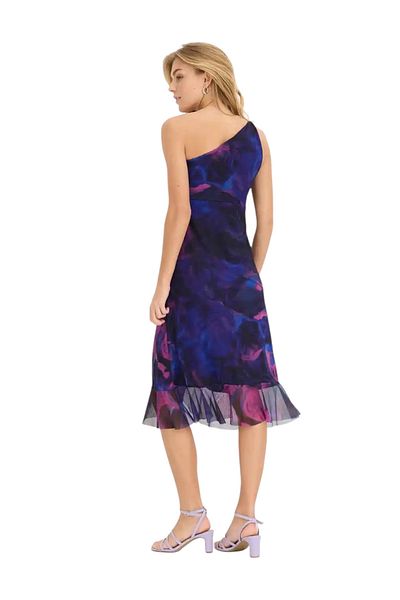 MAMAYAGA Women's One Shoulder Print Asymmetrical Cut Large Size Design Stylish Evening Curve Dress