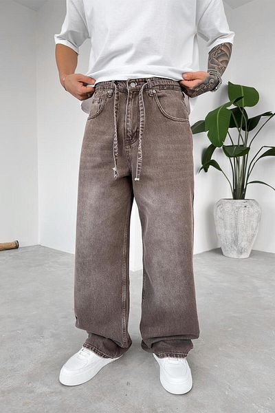 HAFKAGİYİM Καφέ Ζώνη Basic Extra Loose φαρδύ παντελόνι