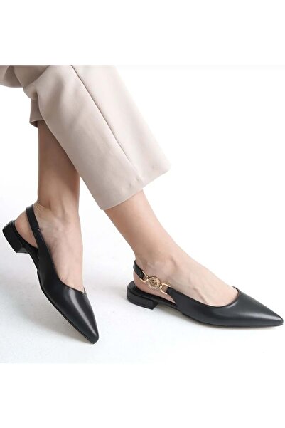 KOCAMANLAR Balerina de damă Feles cu cataramă laterală cu spatele deschis NEGRU