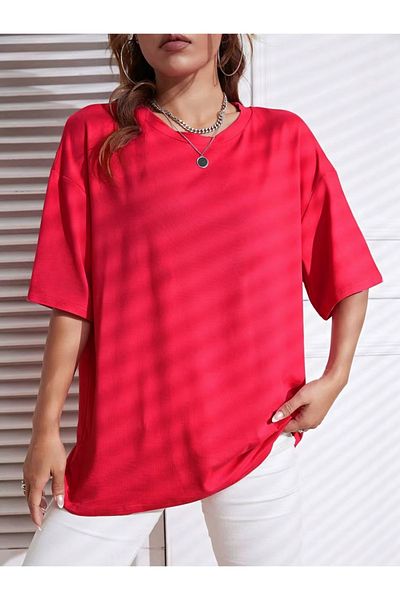 LG LAGULER Solid Color Oversized T-Shirt, Casual Short Sleeve Top for Spring and Summer, Unisex Women Men