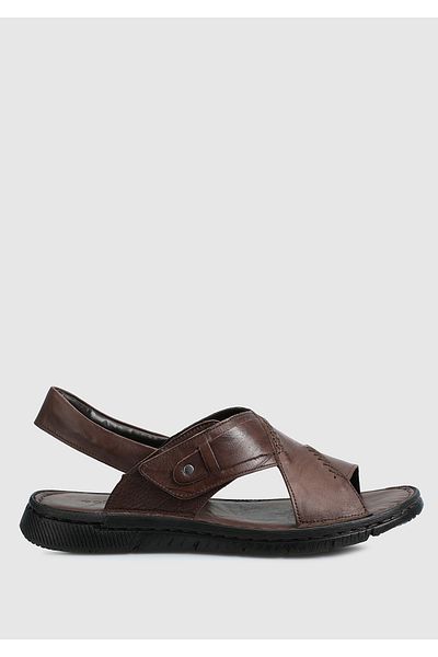 Eclipse Men's Brown Leather Flat Sandals