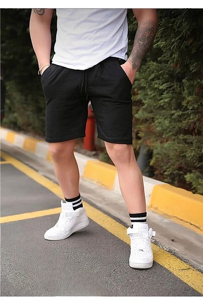 pandy Pachet de 2 pantaloni scurți din bumbac pieptănat pentru bărbați, negru și gri
