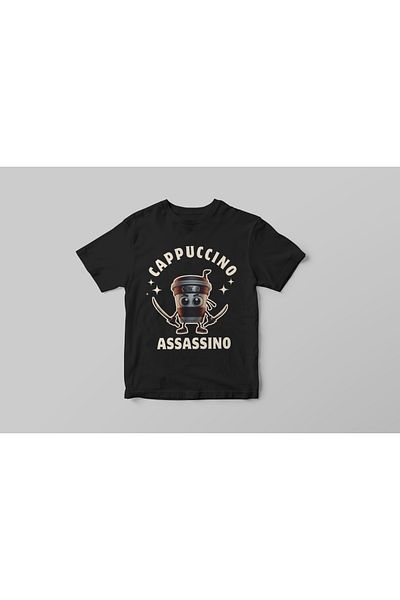 SVART WEAR Tricou pentru copii Cappuccino Assassino cu design italian Brainrot