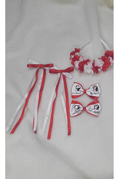 LO ADORO 5 Pieces April 23 Crown Bow Buckle Takim Tokasi White Red Buckles