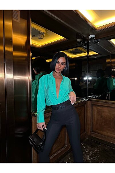 solena sln Γυναικείο βαμβακερό σιφόν που ταιριάζει κομψό πουκάμισο