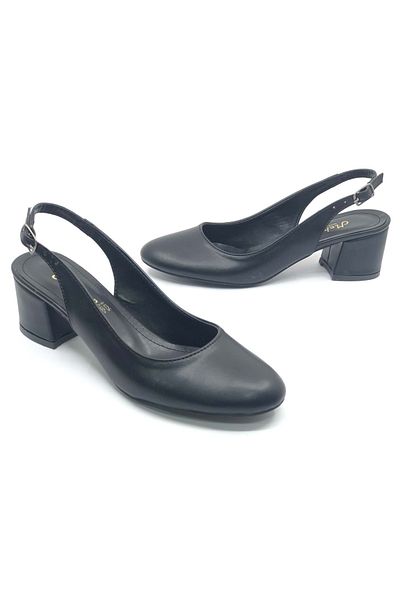 KOCAMANLAR Classic Women's Heeled Shoes - Mehtap Open Back - Black