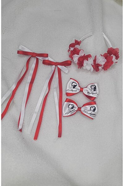 LO ADORO 5 Pieces April 23 Crown Bow Buckle Takim Tokasi White Red Buckles
