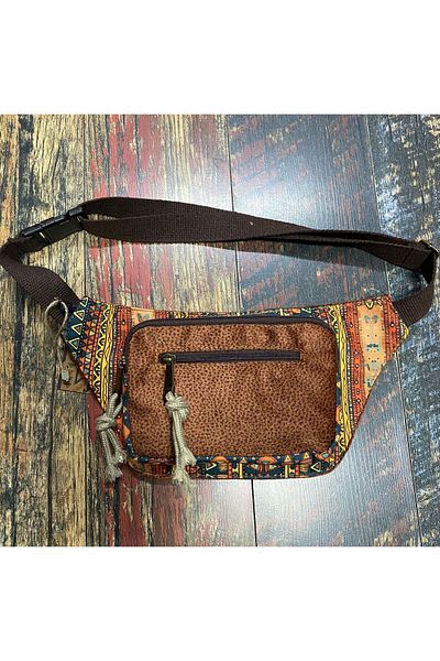 Street Bag حقيبة خصر للسفر اليومي بوهيمية أصلية عرقية متعددة الجيوب مقاومة للماء
